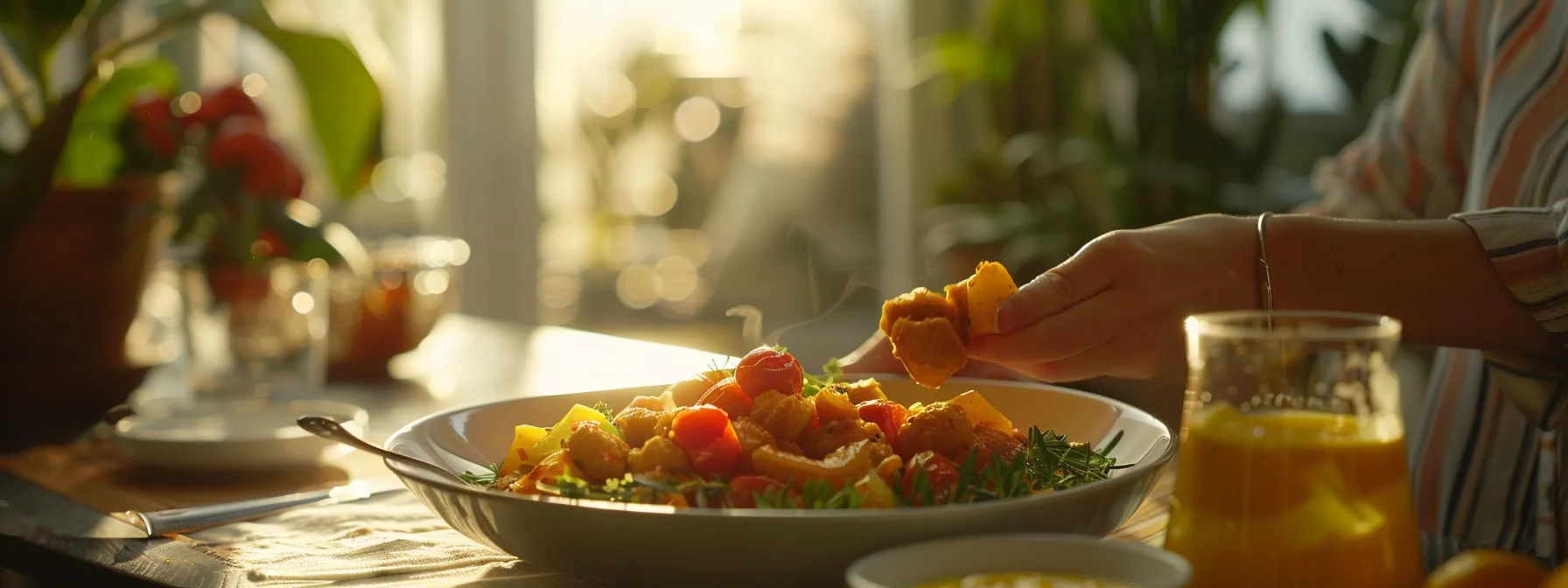 a person enjoying a vibrant mediterranean diet meal while consulting with a healthcare professional about intermittent fasting and weight loss.