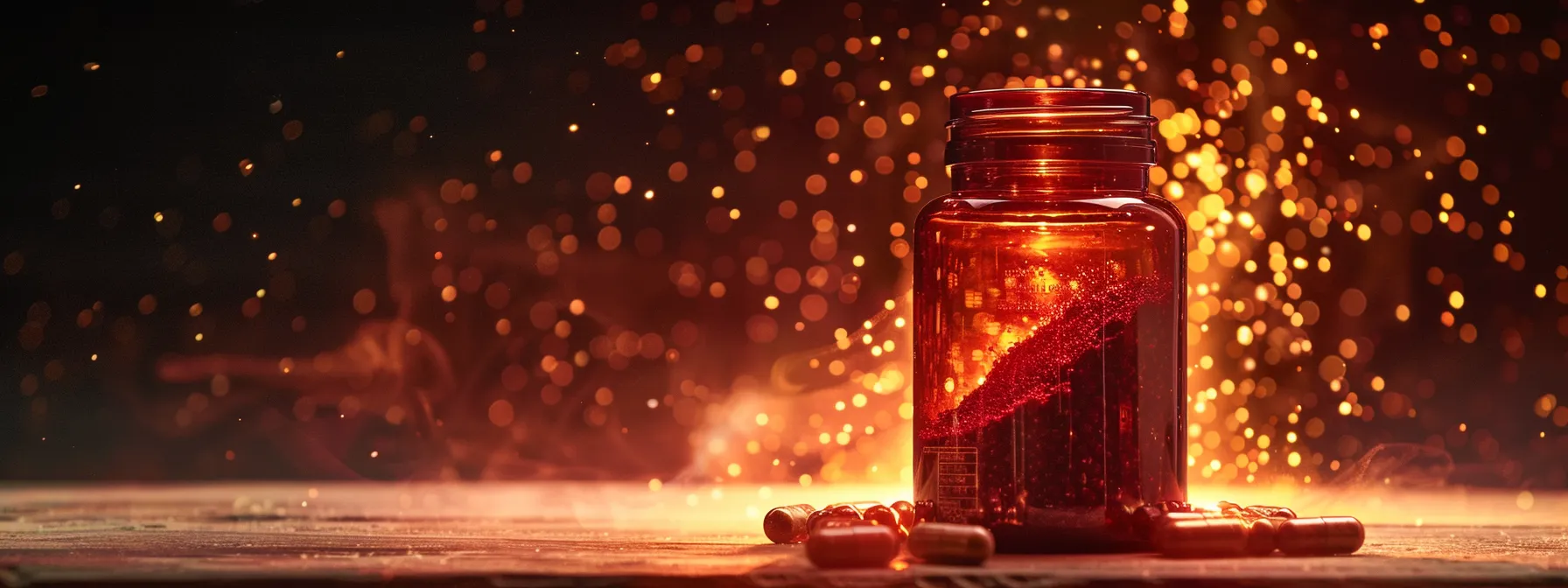 a vibrant red bottle of fat burning supplements surrounded by a halo of glowing energy.