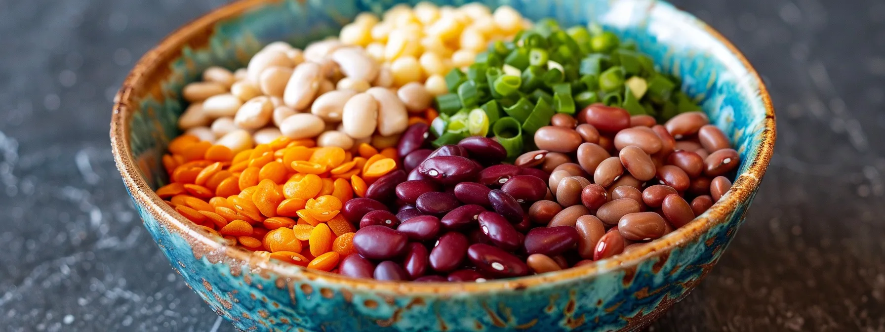 a colorful bowl filled with a variety of high-fiber foods like beans, vegetables, and whole grains, showcasing the key components for digestive health and weight management.