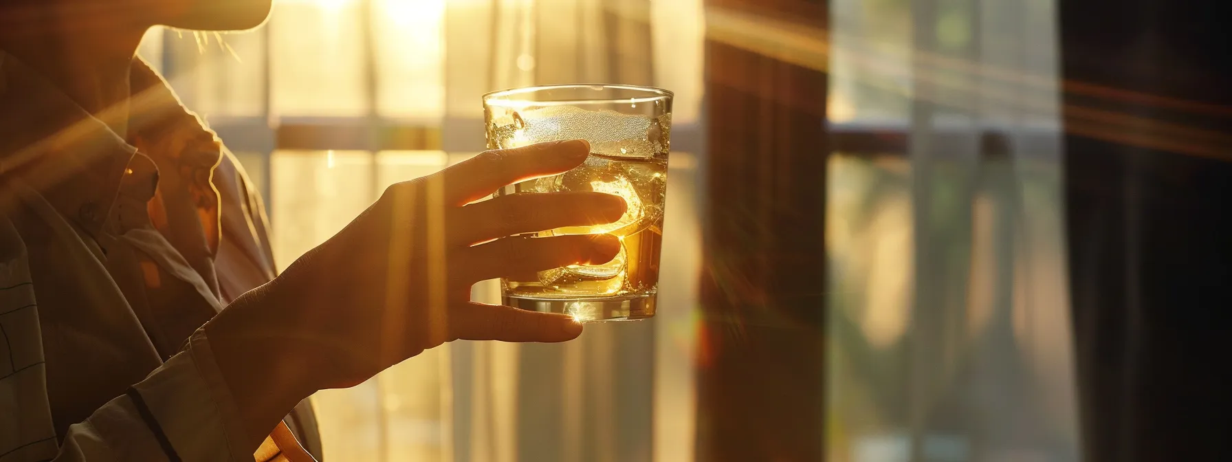 a person drinking detox tea while holding a glass of water, highlighting the importance of balancing hydration.